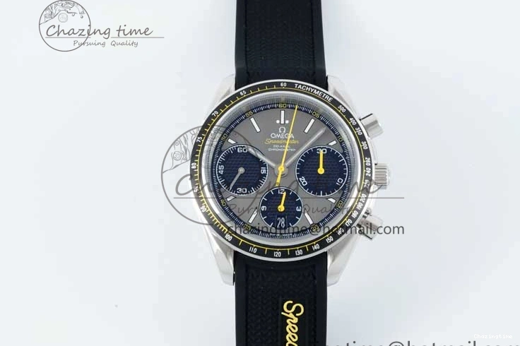 0314 ZipUp Speedmaster Racing Master SS HKF Best Edition Gray Black Dial on Black Rubber Strap A 7811